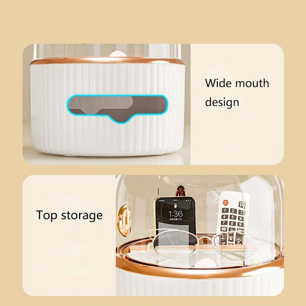 Premium Vanity Organizer - Tissue Box & Skincare Showcase with Acrylic Door