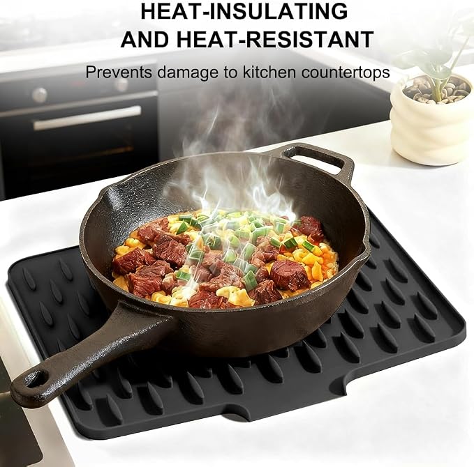 Silicone Dish Drainer Mat with Drain Outlet - Non-Slip Kitchen Drying Mat
