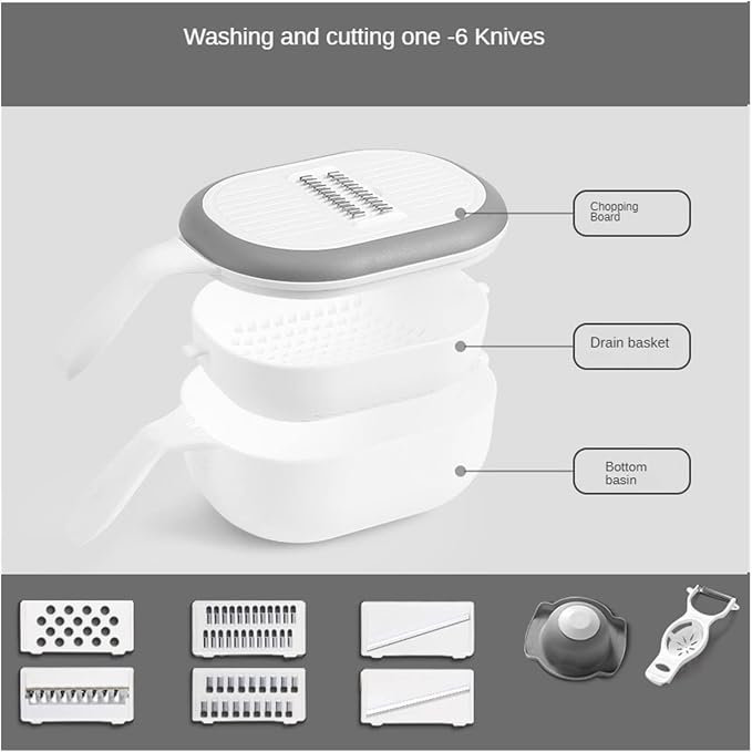 360 Rotate Vegetable Cutter & Chopper with Basket | 8-Blade