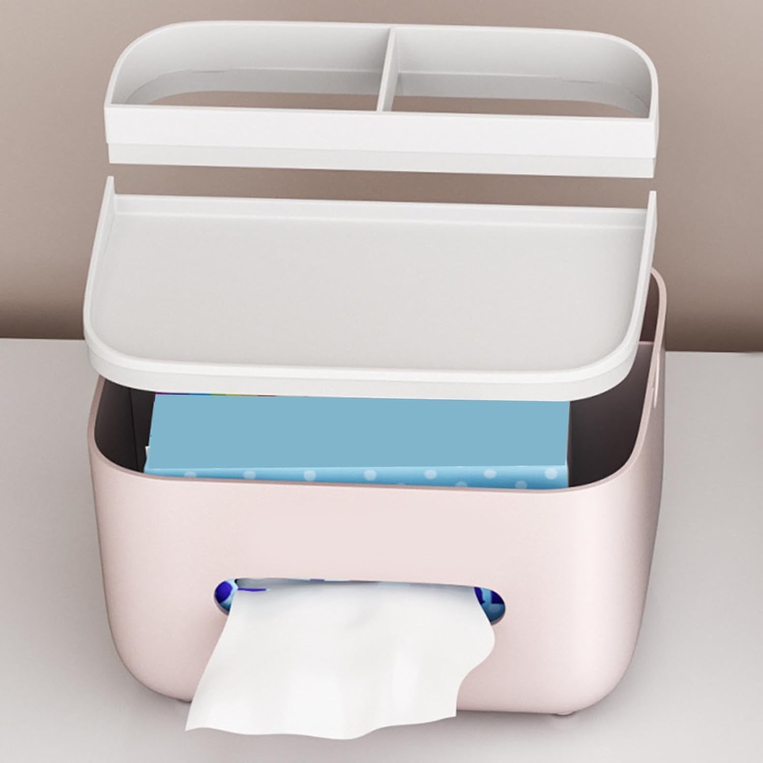 Multifunctional Desktop Tissue Box & Stationery Organizer
