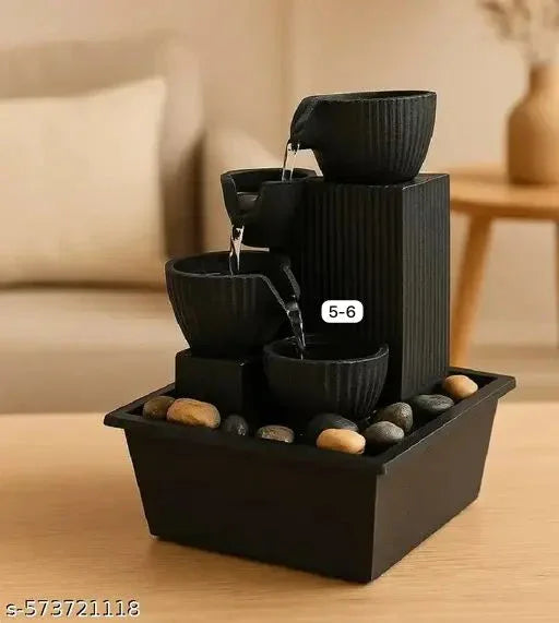 Mini Black Pot Fountain – Electric Indoor Waterfall with LED Light (Small) - Clarify.pk
