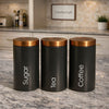 Premium 3-Piece Matte Black Metal Canister Set – Sleek Industrial Elegance MJ