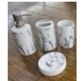 Luxury 4Pcs White Bath Set – Elegant Bathroom Décor - Clarify.pk