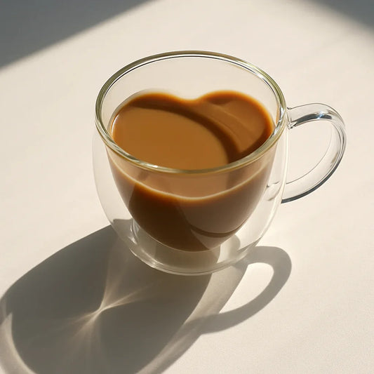 Heart-Shaped Double Wall Glass Mug – Elegant Coffee Cup - Clarify.pk