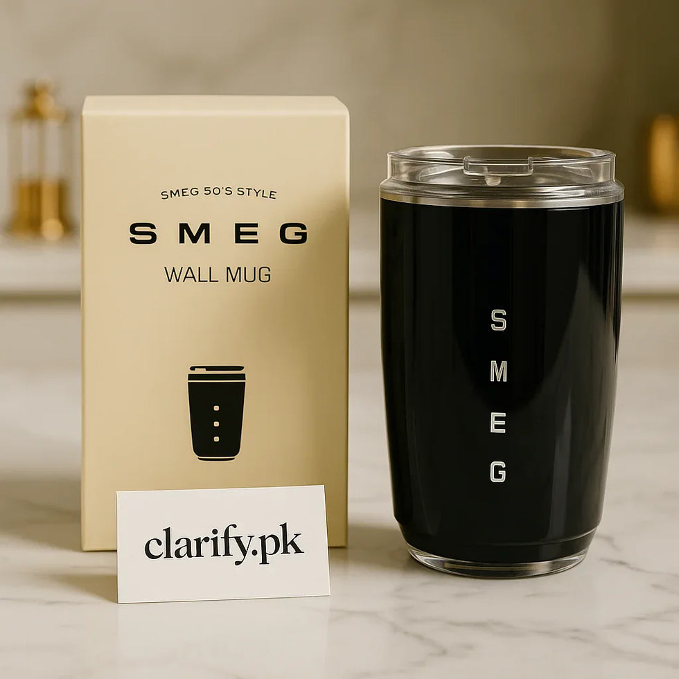 Black SMEG Insulated Mug – Luxury Travel Cup - Clarify.pk