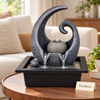 Abstract Wave Crescent Sphere Tabletop Fountain with Multi-Nozzle Spout – Modern Indoor Water Feature