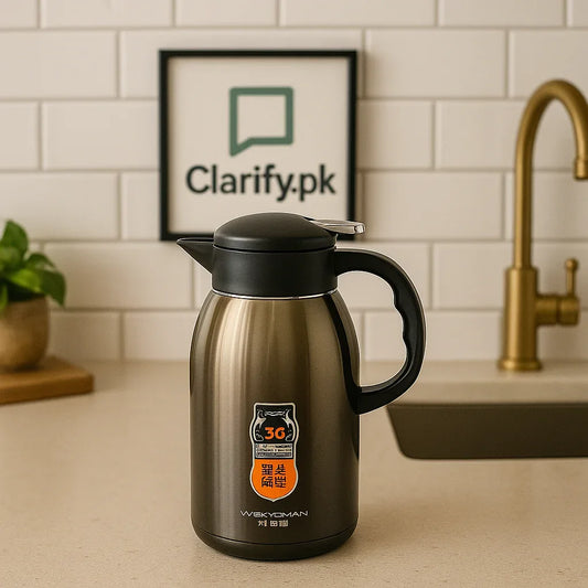 2.2L Stainless Steel Thermal Flask – Grey Black Hot & Cold Bottle - Clarify.pk