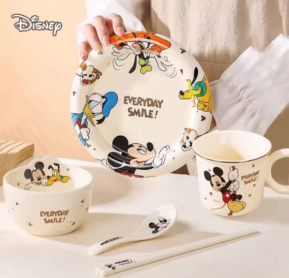 Disney Mickey & Friends Ceramic Crockery – Premium 4-Piece Kids Dining Set