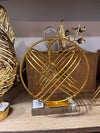 Luxury Golden Geometric Orb Decor with Crystal Accent - Clarify.pk