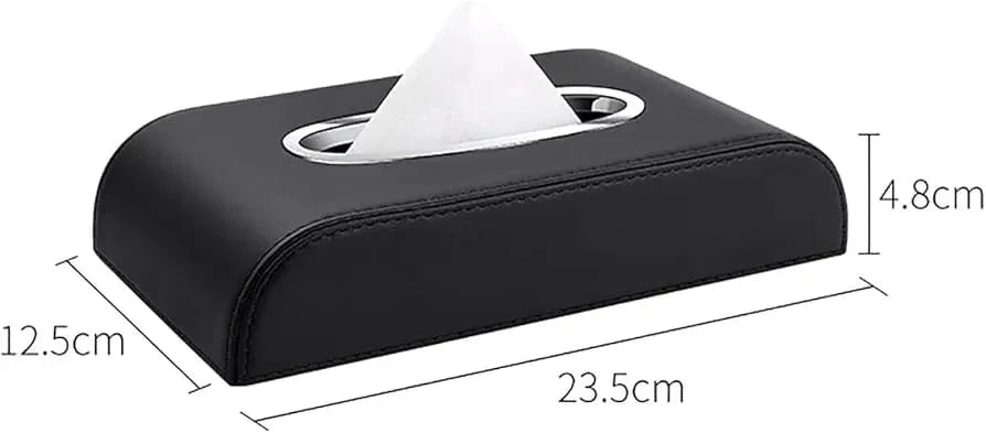 Slim Black Leather Tissue Box - Clarify.pk
