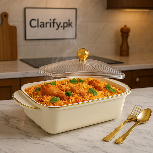 Heavy Plastic Serving Dish with Lid – Durable Food Storage & Serving Bowl - Clarify.pk