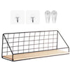 Metal Grid Wall Shelf with Wooden Base for Stylish Home Storage - Clarify.pk