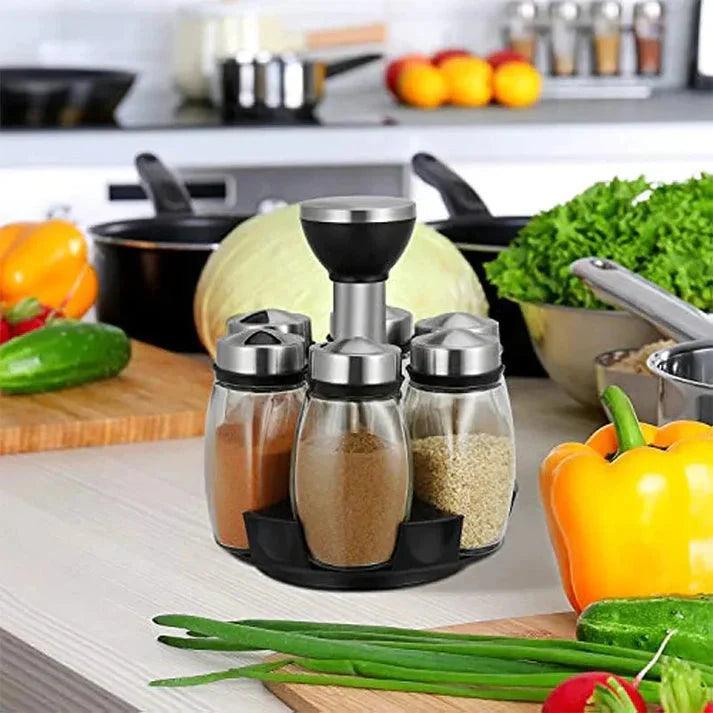 Premium Spice Rack - Rotating Spice Rack Set with 6 High-Quality Containers for Easy Access - Clarify.pk