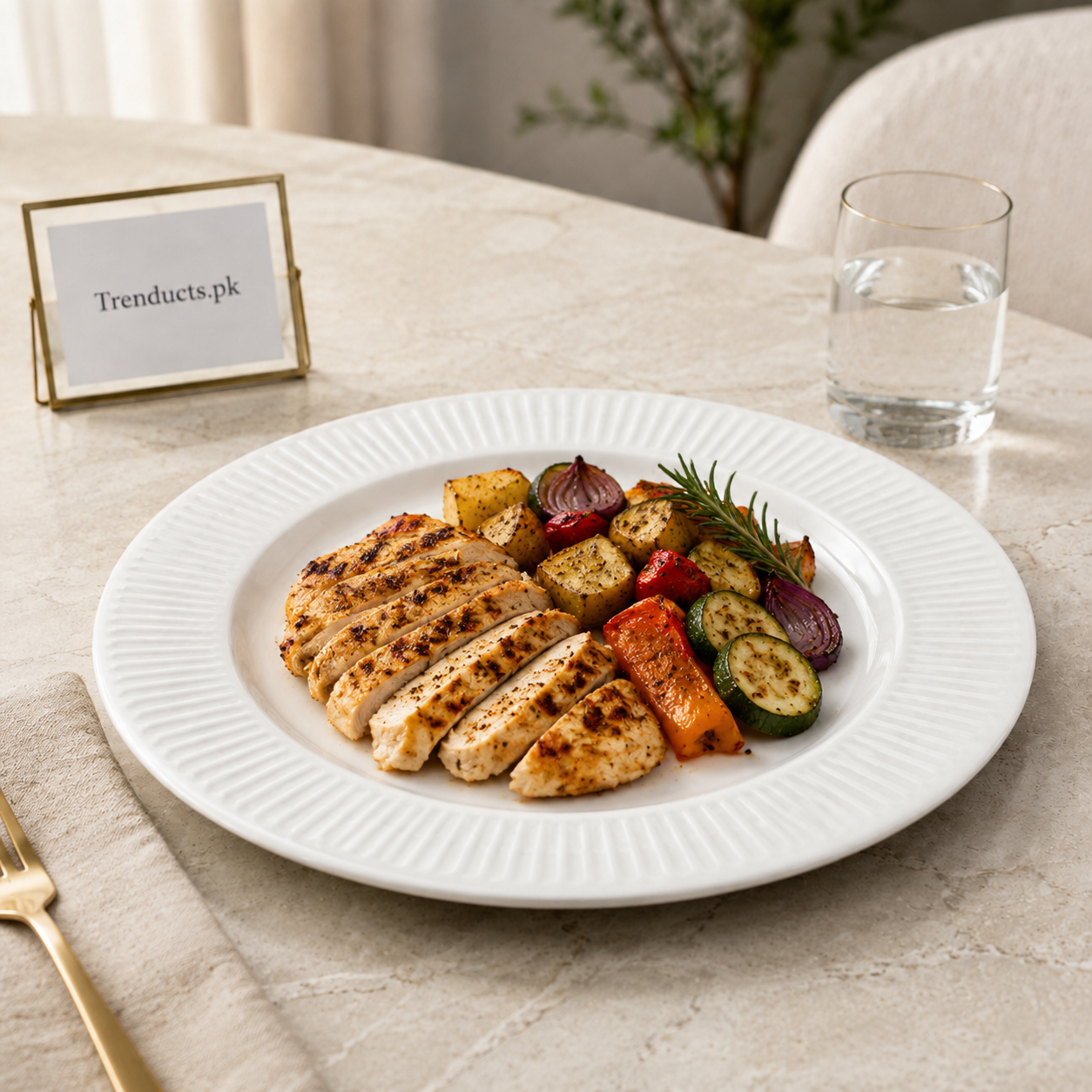 Danny Home White Fluted Flat Plate