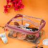 Clear Professional Cosmetic Pouch with Pink Trim