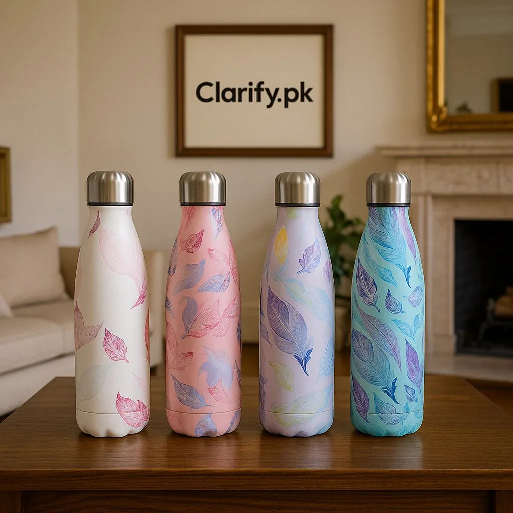 Premium Feather Design Insulated Stainless Steel Bottle (each) - Clarify.pk