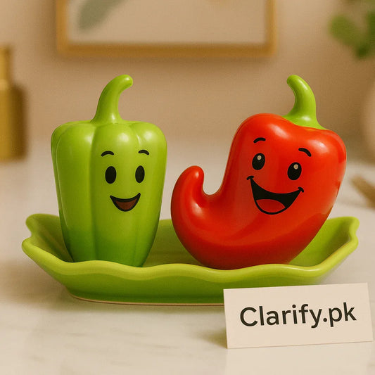Ceramic Pepper & Chili Shaker Set – Luxury Seasoning Duo for Kitchen & Dining