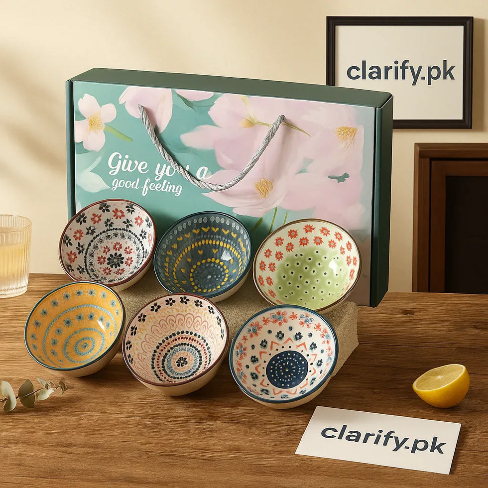 Exquisite Porcelain Bowl Set (6 pcs) – Microwave Safe - Clarify.pk