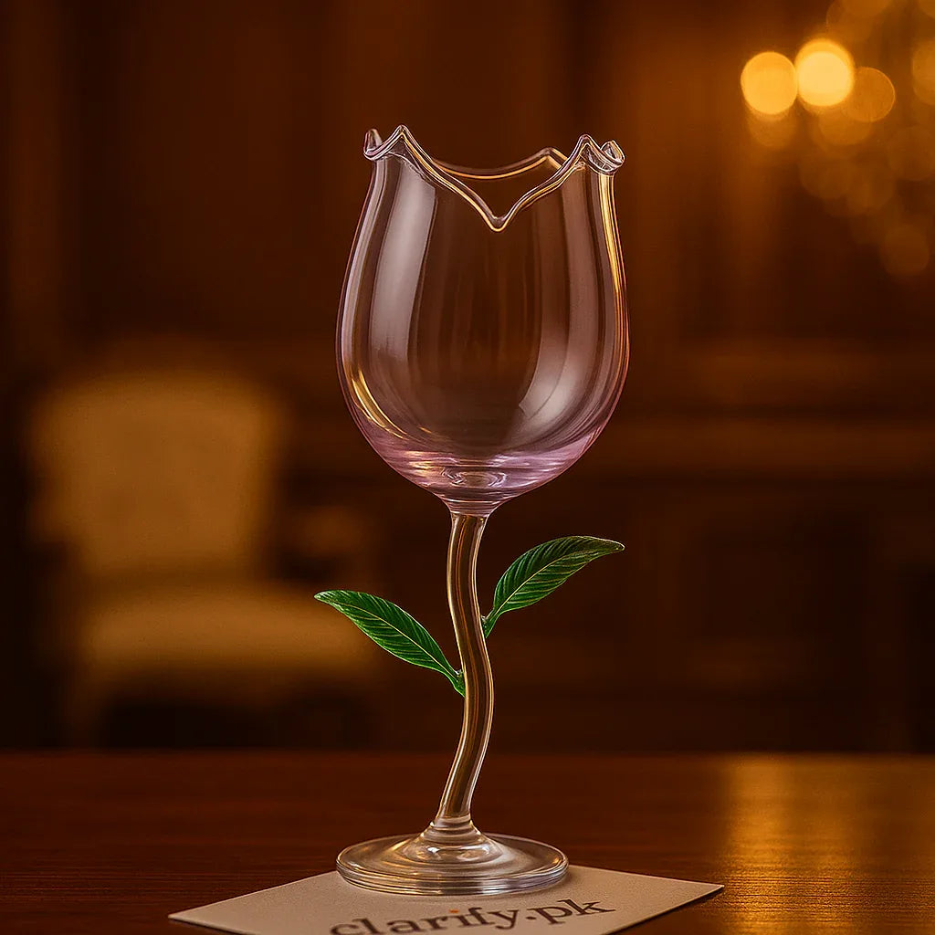 Romantic Rose Flower Juice Glass – Elegant Cocktail & Champagne Cup - Clarify.pk