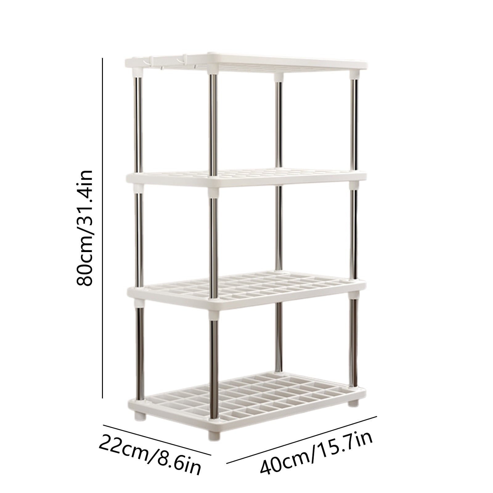 4-Tier Plastic Storage Shelves - Pantry, Kitchen & Bathroom Rack