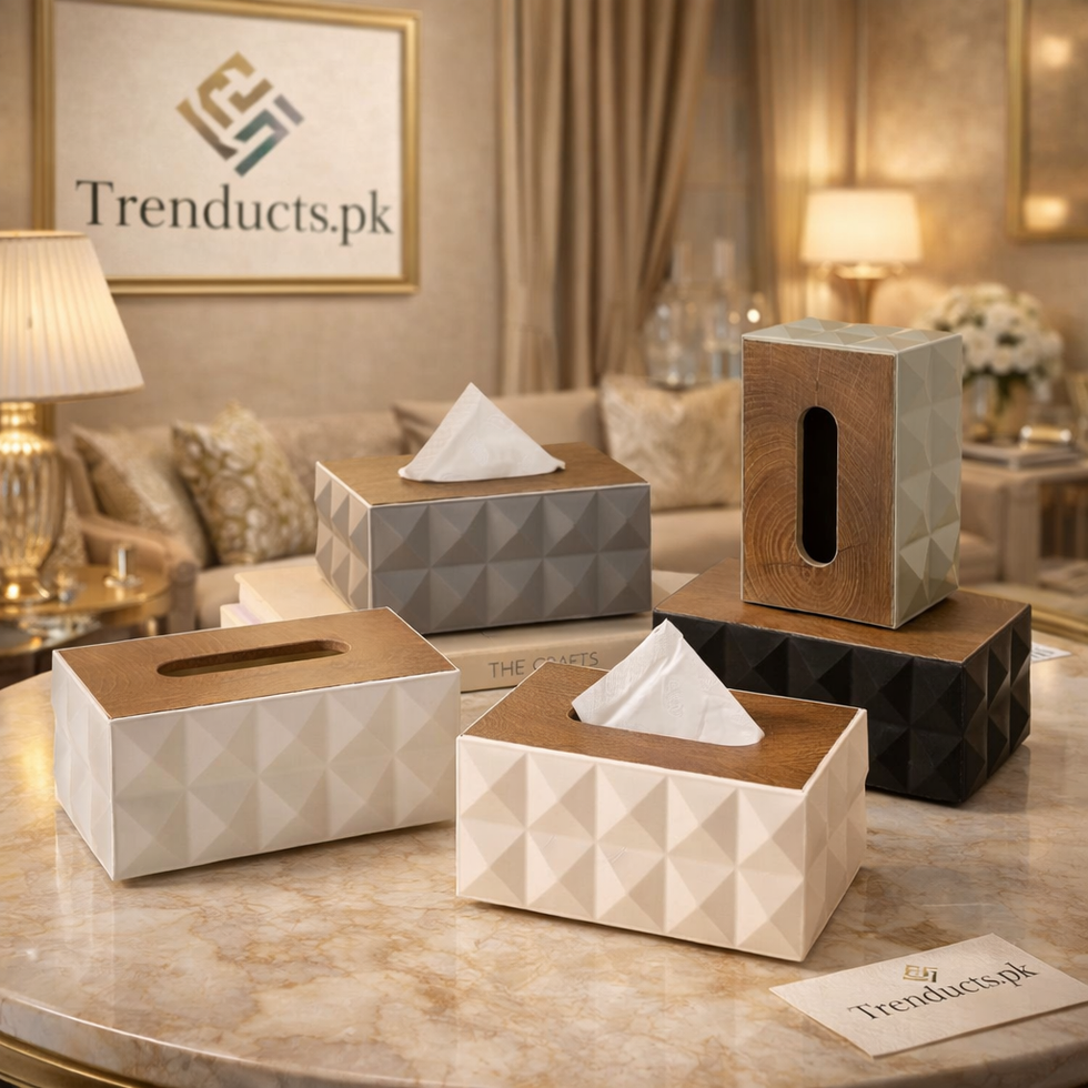 Geometric Pyramid Tissue Box – 3D Studded Luxury Edition