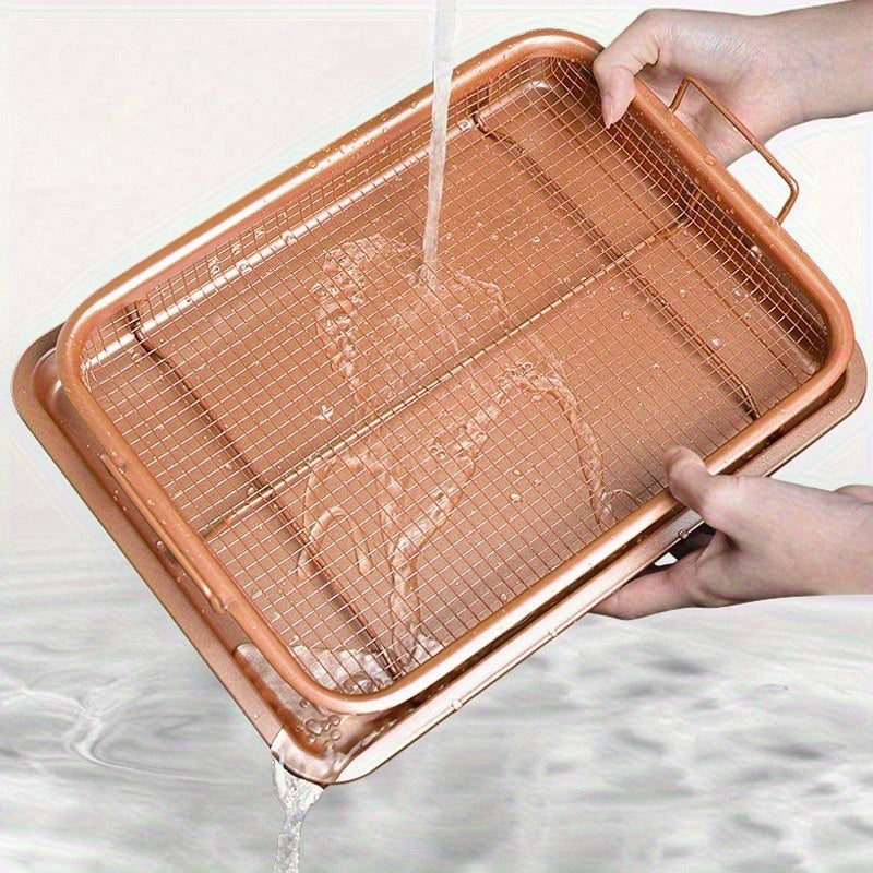 Stainless Steel Fry Basket Rack & Mesh Grilling Pan