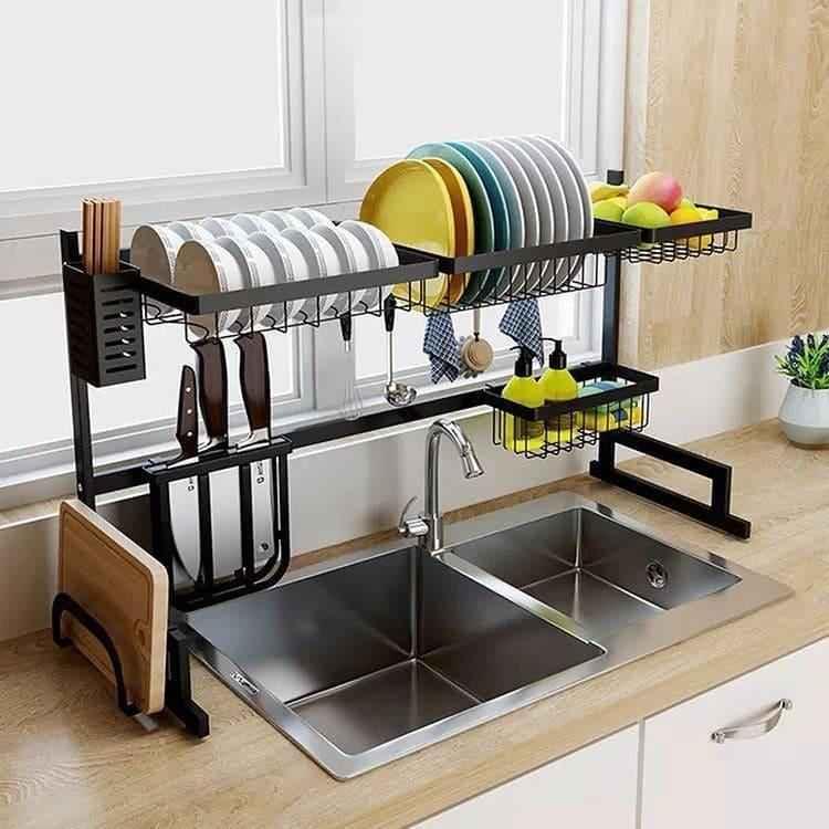 Stainless Steel Kitchen Rack - 85cm Multi-Function Durable Storage Solution - Clarify.pk