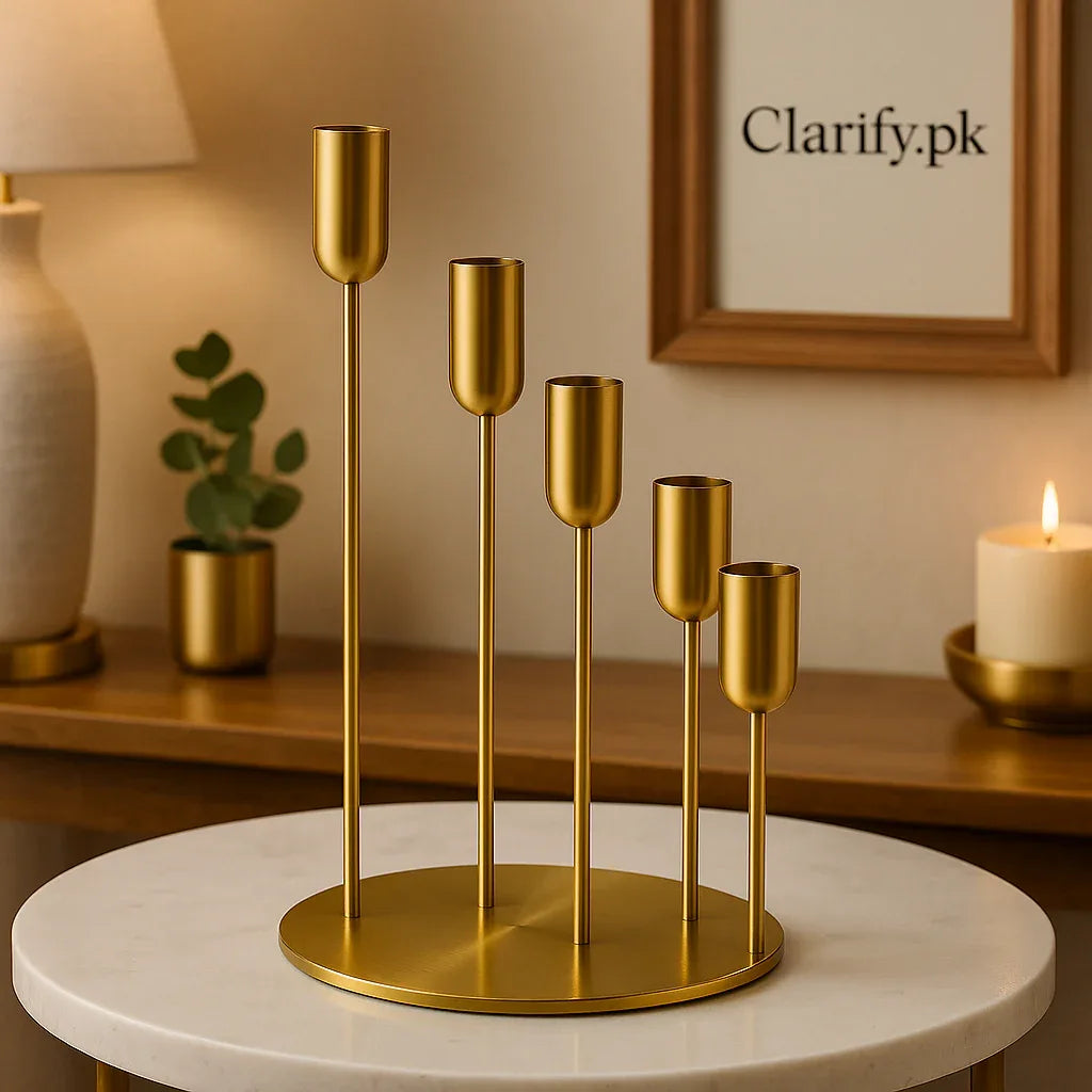 5-Piece Metal Candle Stand Set – Elegant Home Décor - Clarify.pk