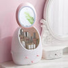 Oval Mirror Cosmetic Organizer with LED Lighted Storage and Makeup Mirror - Clarify.pk