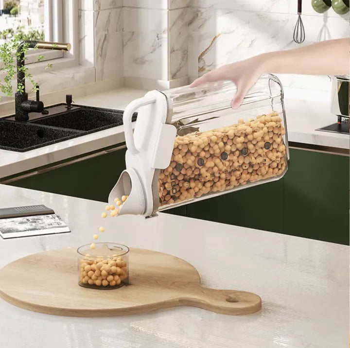 Premium Cereal Dispenser - Grain Jar with Measuring Cup