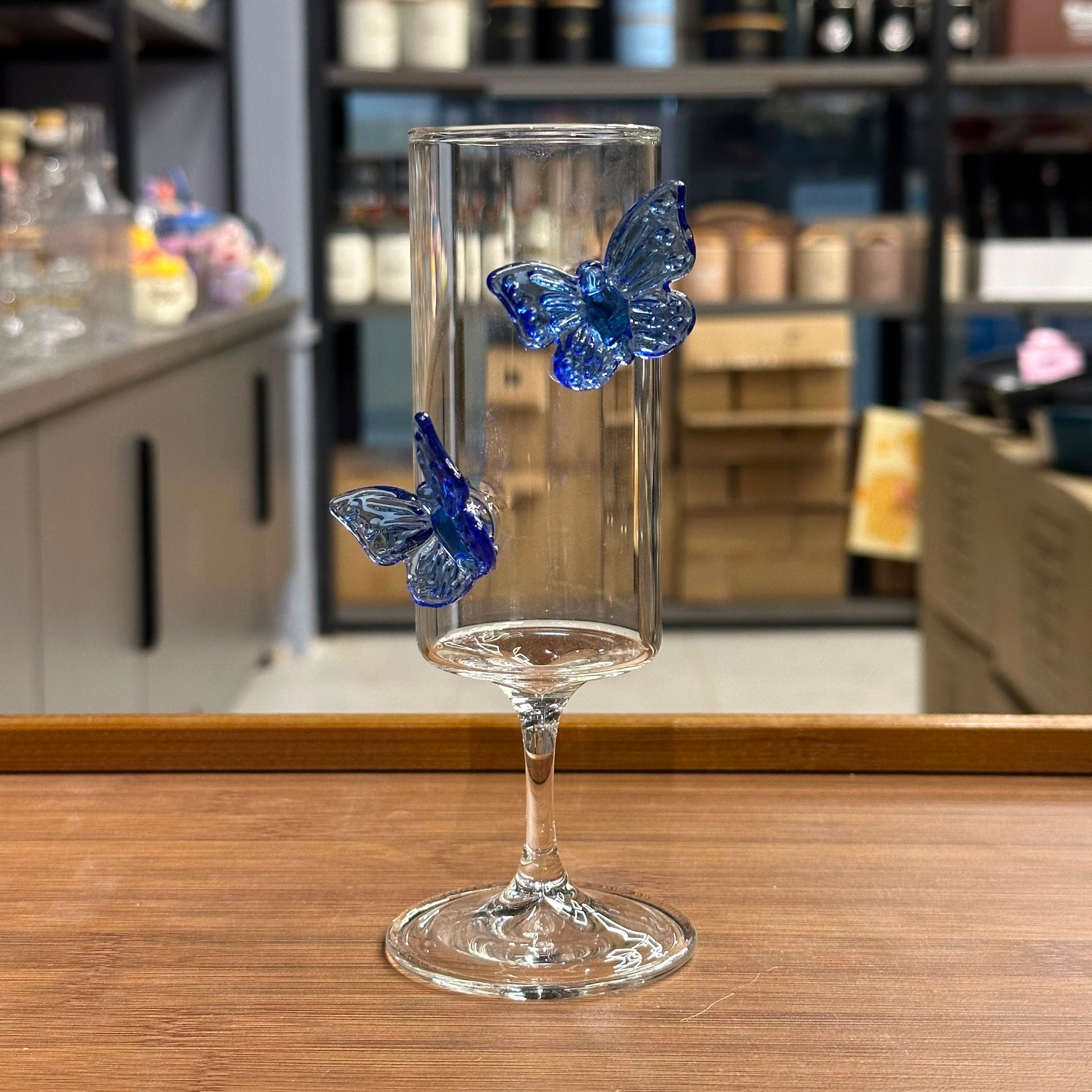 Luxury 3D Butterfly Stemmed Glass – Elegant Crystal Drinkware