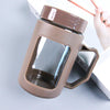 Minimalist Glass Tumbler with Bamboo Lid & Glass Straw (Random Color)