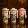 500ml Floral Coffee Travel Cup – Leak-Proof with Strap (Each) - Clarify.pk