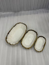 Luxury Wavy Edge Porcelain Platters - 3 Pcs Serving Set - Clarify.pk