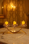Nordic Gold Metal Crystal Candle Stand - Clarify.pk