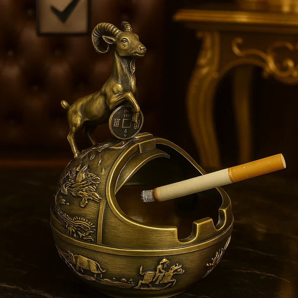 Metal Round Cigarette Ashtray – Ram Sculpture Design - Clarify.pk