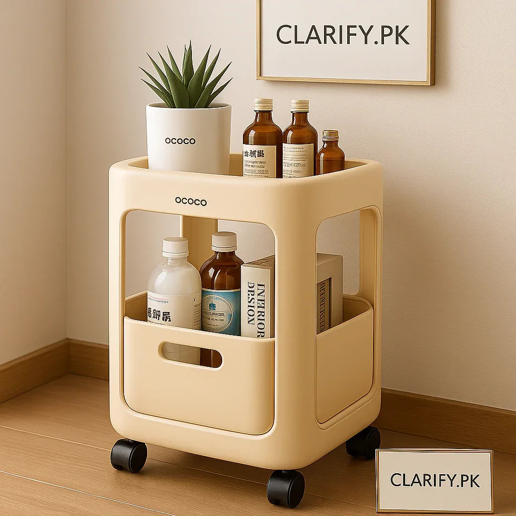 2-Layer Premium Trolley – Multi-Purpose Storage & Serving Cart - Clarify.pk