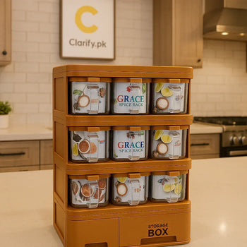 Airtight Masala Storage Box – 12 Jar Spice Rack for Kitchen - Clarify.pk