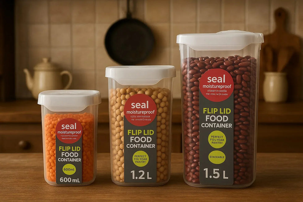Acrylic Flip Lid Food Container Set of 3 – Kitchen Storage