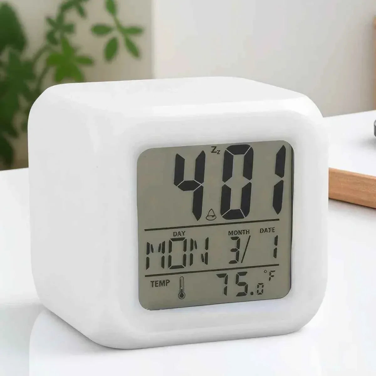 7 Color LED Alarm Clock with Snooze Feature - Clarify.pk