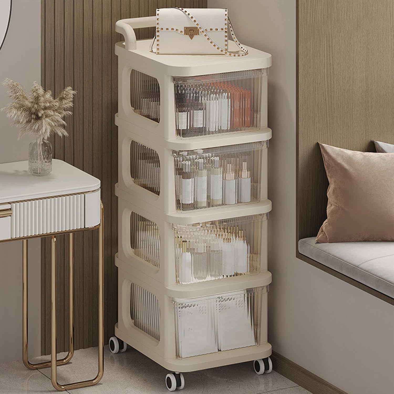 5-Layer Frosted Storage Trolley – Mobile Home & Office Organizer