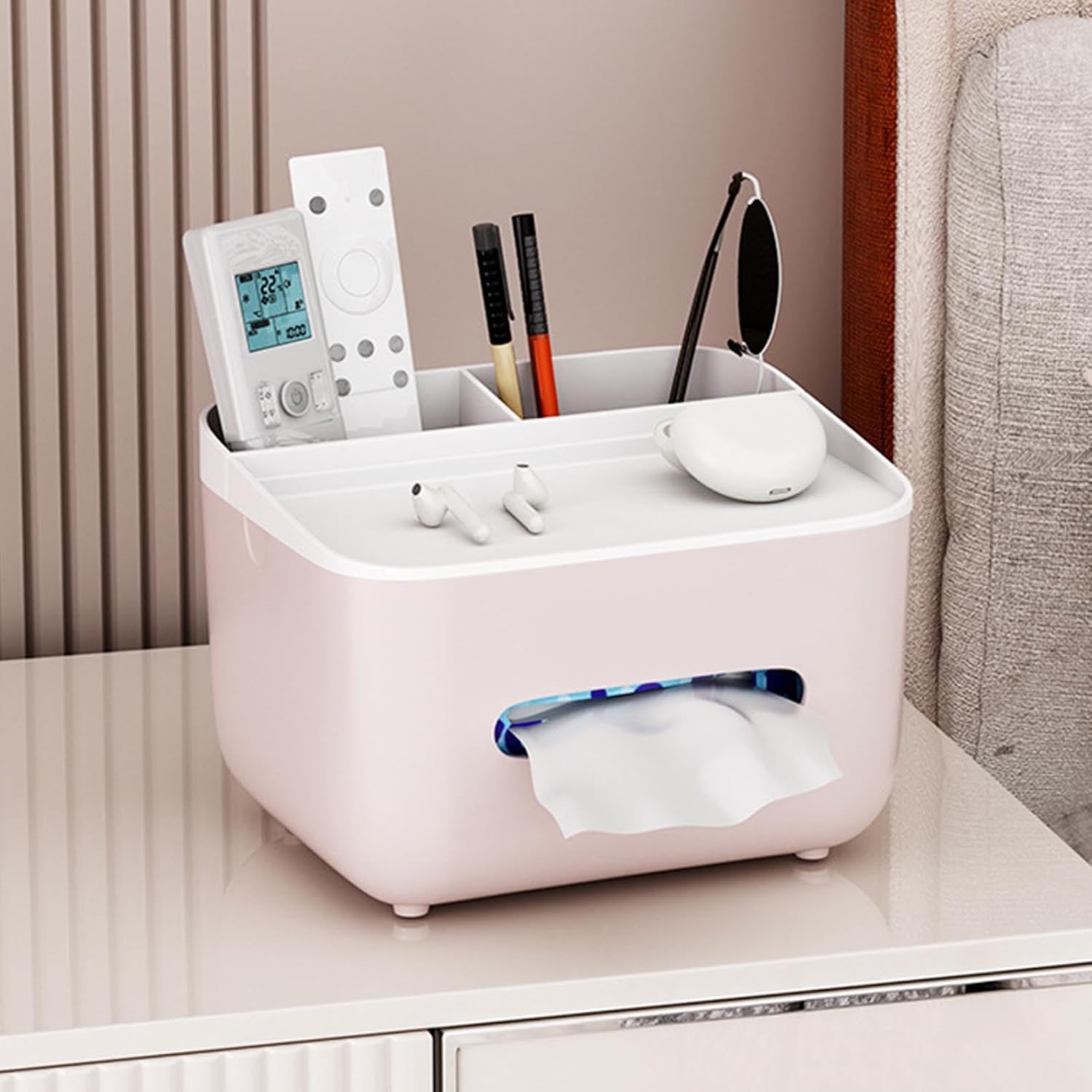 Multifunctional Desktop Tissue Box & Stationery Organizer