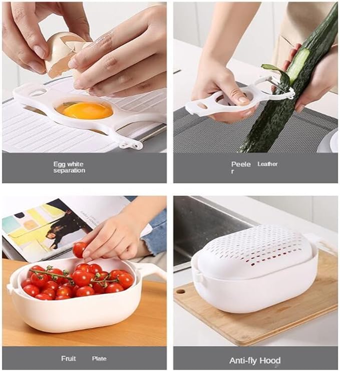 360 Rotate Vegetable Cutter & Chopper with Basket | 8-Blade
