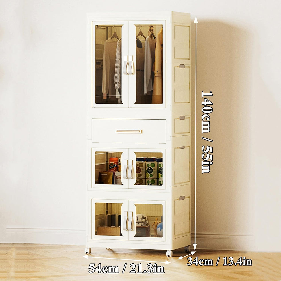 Portable Wardrobe Closet with Wheels – Heavy-Duty Storage Organizer