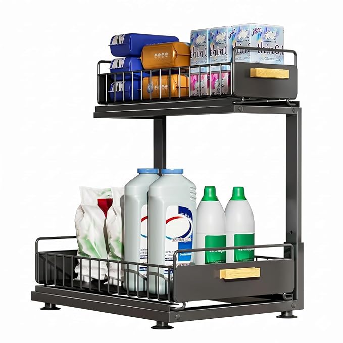 2-Tier Adjustable Under-Sink Organizer with Pull-Out Baskets