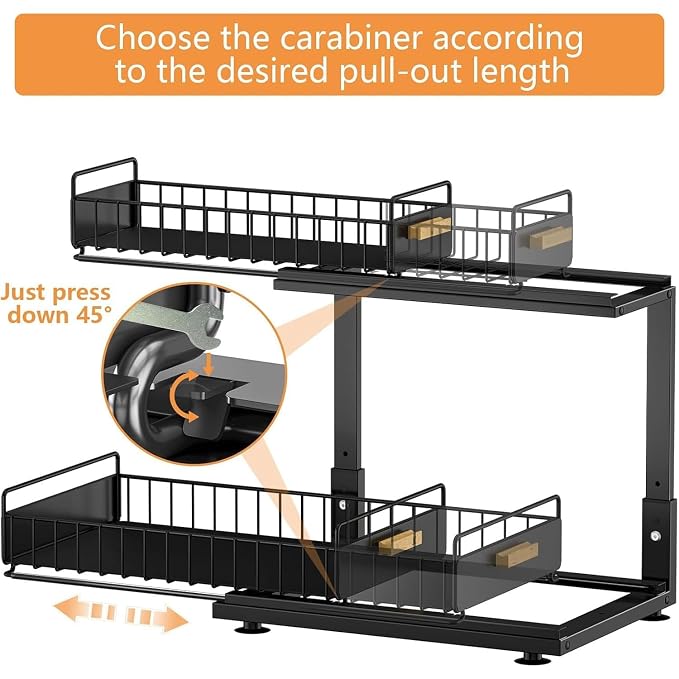 2-Tier Adjustable Under-Sink Organizer with Pull-Out Baskets
