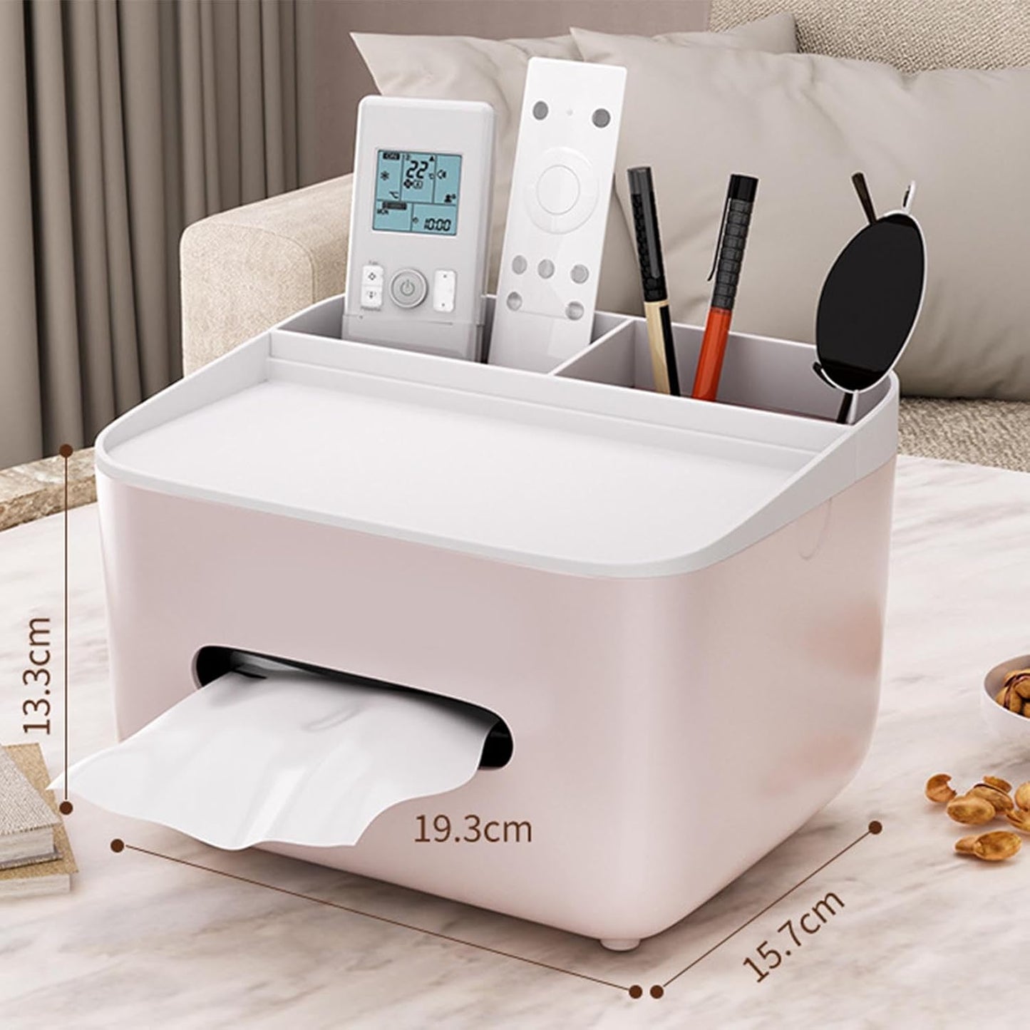 Multifunctional Desktop Tissue Box & Stationery Organizer
