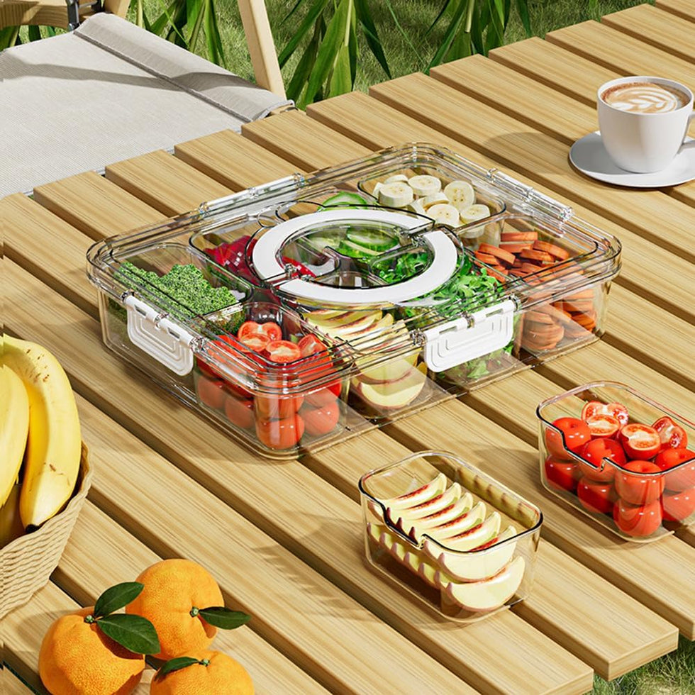 Nordic Rotating Petal Dry Fruit Box – Creative Multi-Compartment Snack Tray