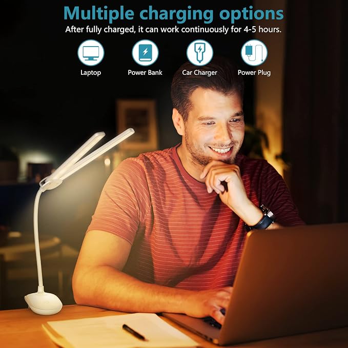 Double Head LED Clip-On Reading Light | USB Rechargeable