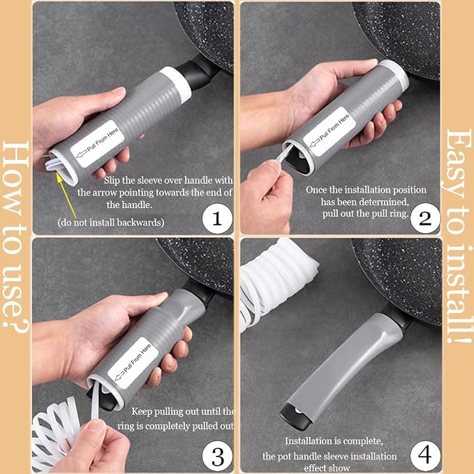Silicone Pot Handle Cover - Heat Resistant Pan Handle Sleeve for Cast Iron Skillet & Frying Pan